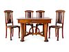 Art Nouveau
Italy, Early 20th Century
Dining Table with Six Chairs