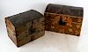 Two Folk Art Decorated Dome Trunks