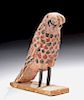 Egyptian Wood w/ Painted Gesso Horus Falcon