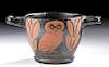 Greek Apulian Red-Figured Owl Skyphos