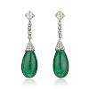 Zambian Emerald Drop and Diamond Earrings, 21.17 CTW