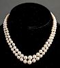 14K Gold Double Strand Graduated Pearls Necklace