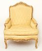 French Louis XV Bergere Gilt Wood Arm Chair