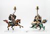 Chinese Horse & Rider Roof Tile Table Lamps, Pr
