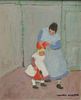 CHABOUR, Moura. Oil on Canvas "Mother and Child".
