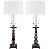 Stiffel Brass Faux Bamboo Table Lamps, Pair