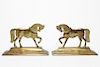 English Gilt Brass Prancing Horse Bookends