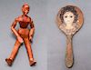 Artist's Articulated Carved Wood Figure & Mirror
