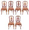 Carved Wood Ribbon-Back Dining Chairs Set of 6