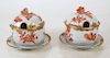 Pair of Herend Chinese Bouquet Jam Pots