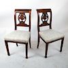Two Antique Continental Fruitwood Side Chairs
