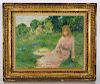 FORAIN: Impressionist Style, Seated Girl- Oil on C