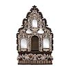 ALCOVE. MEXICO, 20TH CENTURY. Wood with pasta carey type aplications and mother of pearl incrustations. Decored with floral motifs and angels. 47 x 27