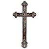 APOSTOLIC CROSS. MACAO, CHINA, 19TH CENTURY. Wood with brass and mother of pearl incrustations. 23.6 x 11.8 in
