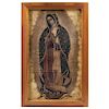 OUR LADY OF GUADALUPE. MEXICO, 18TH CENTURY. Oil on canvas (fragment). 64 x 37.5 in