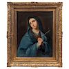 VICENTE CRUZ (MEXICO, 19TH CENTURY). THE SORROWFUL MOTHER. Oil on canvas. Signed "VICENTE CRUZ. PINGEB" and dated "TOLA. DBRE. DE 1843". 27 x 17 in