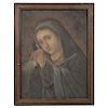 THE SORROWFUL VIRGIN. MEXICO, 19TH CENTURY. Oil on copper. 8.5 x 6.5 in
