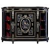 COMMODE. FRANCE, 20TH CENTURY. NAPOLEON III Style. Ebonized and lacquered wood with bronze and pietre dure applications. 54 x 73.5 x 18 in