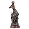 AUGUSTE LOUIS MATHURIN MOREAU (FRANCE, 1834 - 1917). PEASANT. Antimony. Signed "A. Moreau". With marble base, with the legend "A MONSIEUR GOUDE. SOUVE