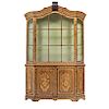 CABINET. DUTCH Style. Veneered wood with bronze details. Decorated with floral marquetry and acanthus. 86.5 x 57.5 x 12 in