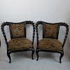 Pair Thomasville Custom Carved Chairs
