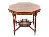 A Victorian Aesthetic Movement Octagonal Center Table
Height 28 1/2 x diameter 33 inches.
