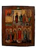 A Russian Icon Depicting Mother of God Pokrov
12 3/4 x 15 inches.