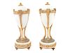 A Pair of Louis XVI Style Gilt Bronze Mounted Alabaster CassolettesHeight 7 3/4 inches.