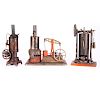 Three vintage model steam engines.