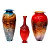 Three Art Glass vases.