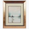 A watercolor landscape by Bruce Crane (1857-1937) signed mid right.