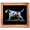 A 20th century oil on felt painting of a pointer.