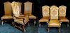 GROUP 8 LEATHER & TAPESTRY UPHOLSTERED DINING CHAIRS 