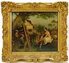 French Peeping Tom Nude Woman Genre Painting