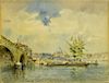 Wolfgang Tritt Canal Scene Watercolor Painting