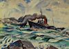 Leighton R. Cram (American, 1895-1981)      Steamship on the Ocean.