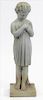 19C. Italian Neoclassical Girl Bird Marble Statue