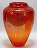 LG Red and Silver Flack Art Glass Vase