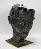 Oversize Brutalist Human Head Steel Bust Sculpture