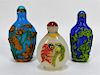 3PC Chinese Peking and Painted Snuff Bottles