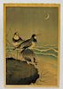 Japanese Birds by the Sea Woodblock Print