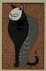 Kiyoshi Saito Modern Cat Woodblock Print