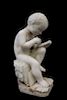 UNSIGNED Marble Sculpture Of A Young Boy Writing.