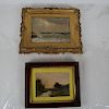 Two Works: Seascape - Oil on Board; Riverscape - P