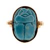 A Ladies Vintage Scarab Turquoise Ring in 14K