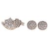 A Pair of Platinum Diamond Earrings & Floral Ring