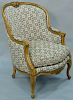 Louis XV style bergere with custom upholstery. wd. 35 in.