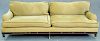 Upholstered sofa with leather trim. lg. 91 in.