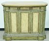 Contemporary bar cabinet with bookshelf ends. ht. 42 in., wd. 53 in., dp. 29 in.