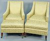 Pair of Duralee Fine furniture chairs and ottomans. ht. 39 in.